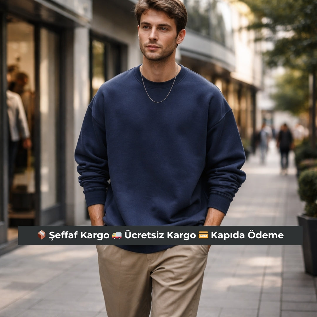 4 Adet Kışlık Bisiklet Yaka Sweatshirt