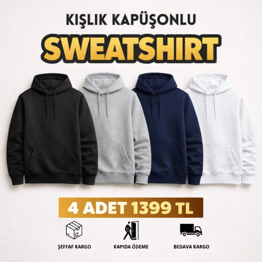 4 Adet Kışlık Kapüşonlu Sweatshirt