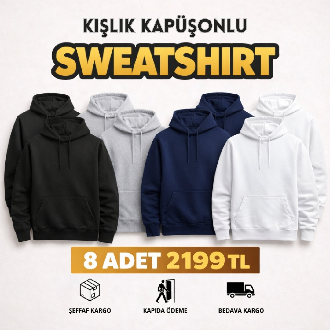 4 Adet Kışlık Kapüşonlu Sweatshirt